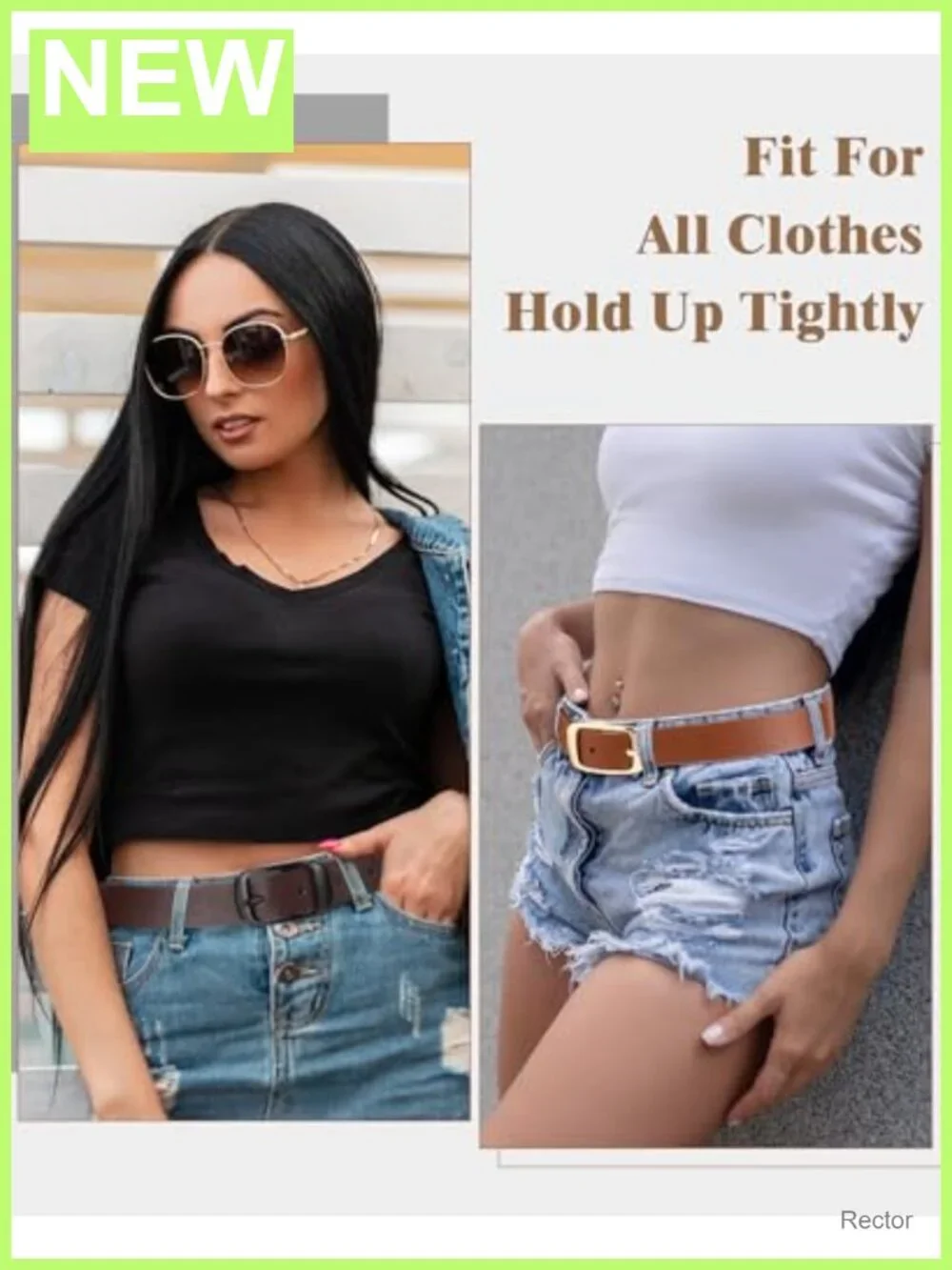 5 Pack Women Leather Belts for Jeans with Pin Buckle, PU Leather, Adjustable, 3